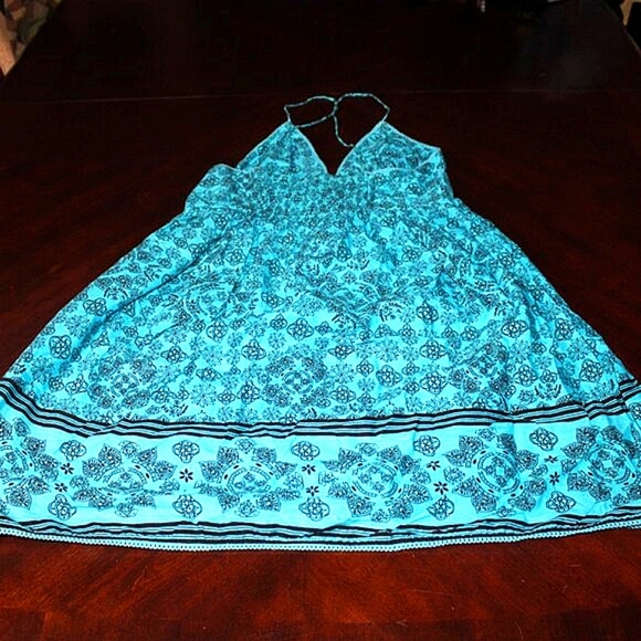 LEI Blue Floral Halter Dress - Size XL - Boho, Y2K, Summer Festival Style - Picture 3 of 5